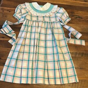 Vintage Monday's Child Inc. Pastel blue, pink and white girls dress size 6